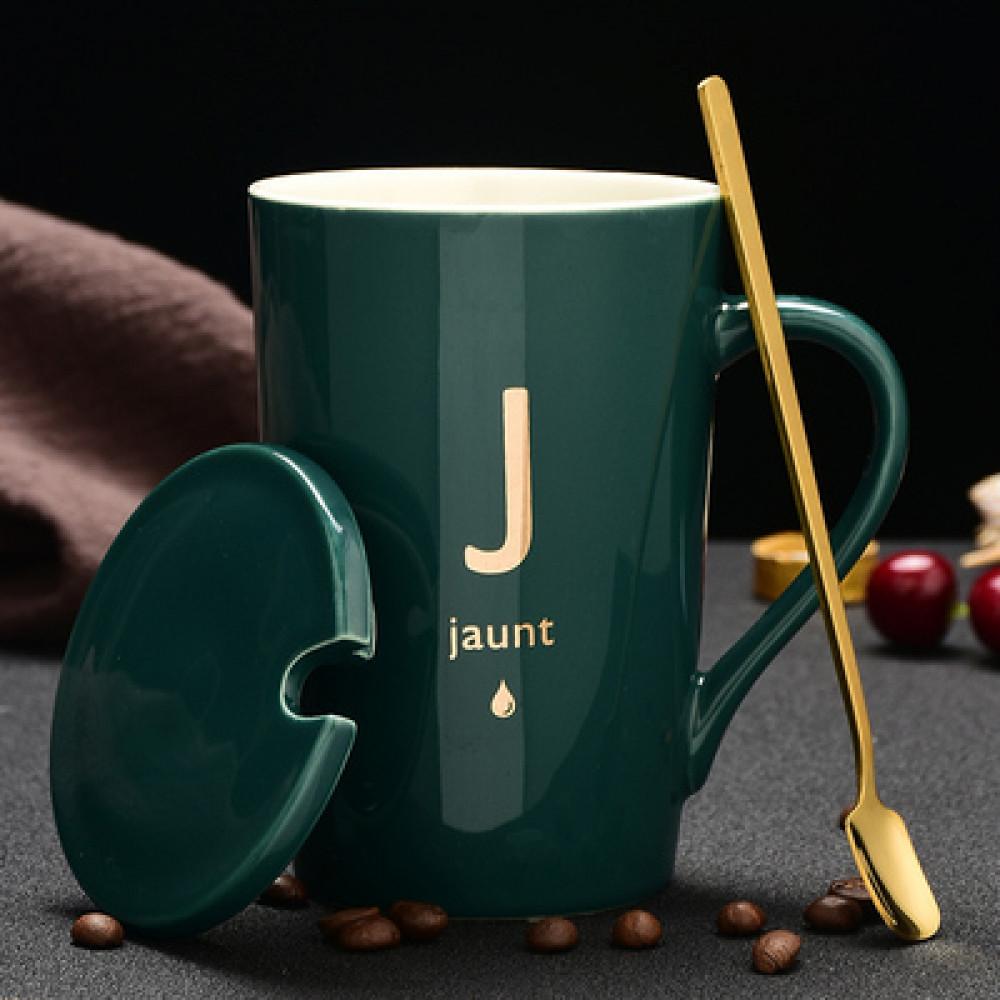 كوب حرف J - أخضر غامق
