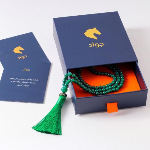 سبحة بفواصل فضة حجرالعقيق الأخضر الطبيعي 6/99 ملم