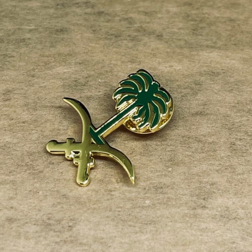 بروش سيفين ونخله ( اخضر وذهبي )