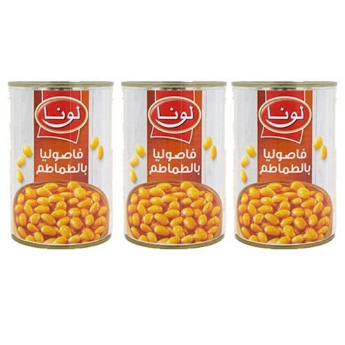 عرض 3 حبات فاصوليا مطهية في صلصة طماطم من لونا 400...