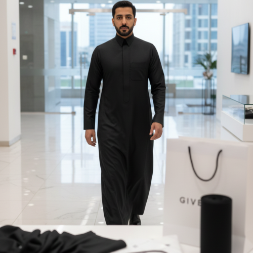 قماش جفنشي أسود شتوي للمناسبات الرسمية