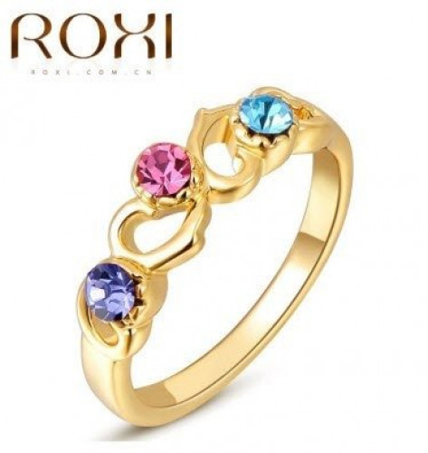 خاتم نسائي مطلي بالذهب ومزين بالزركون الكوبي مقاس 7 أمريكي