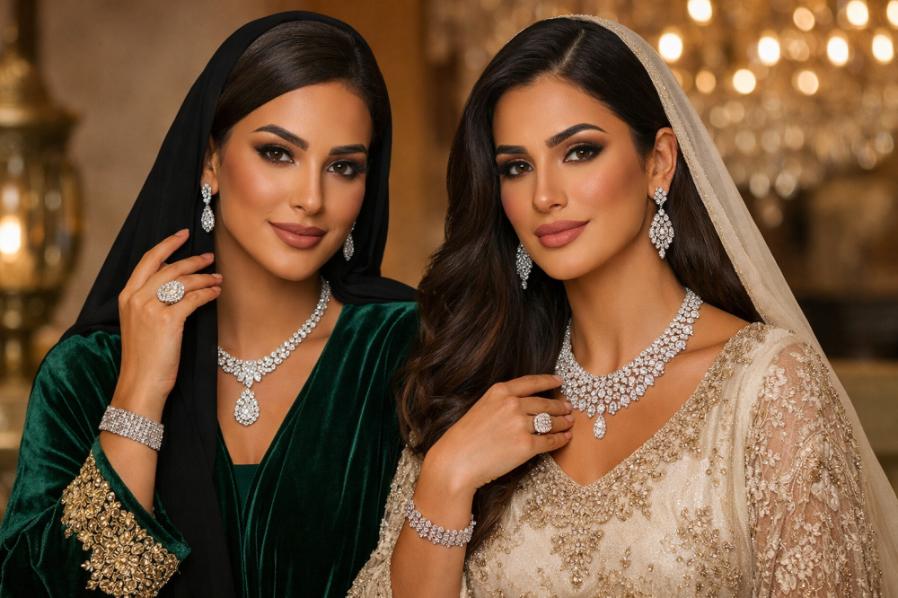 شبكة ألماس تليق بالإطلالة الخليجية