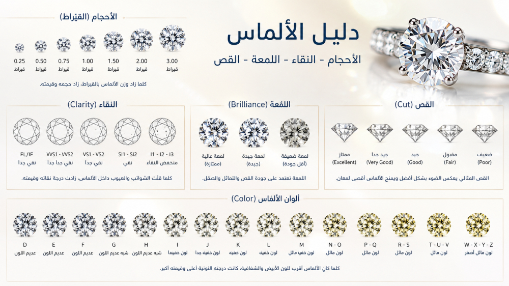 خواتم الألماس رغم تقارب الأحجام