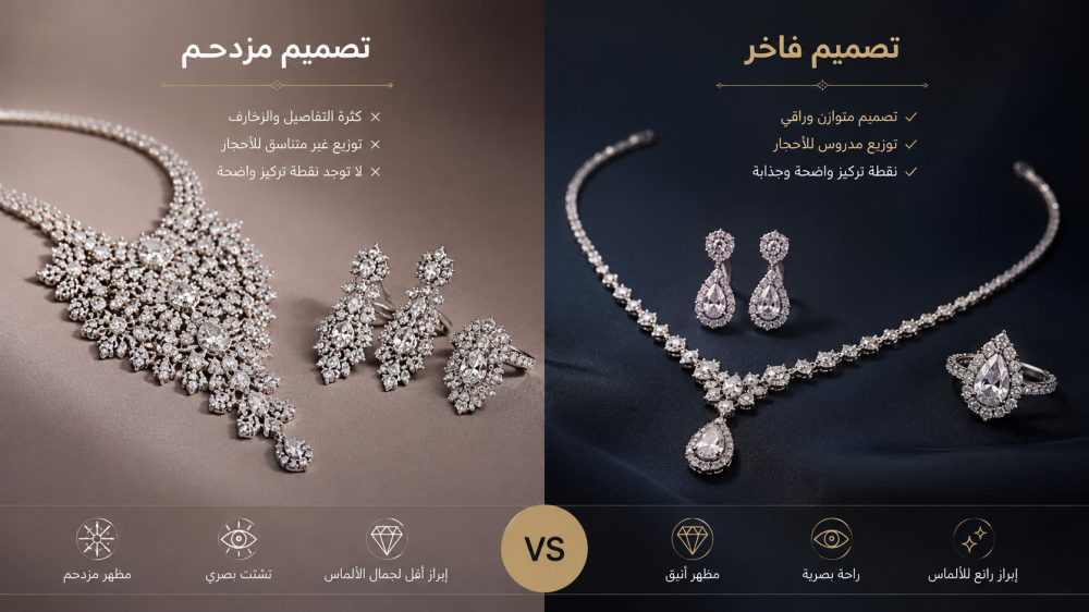 التصميم المزدحم والتصميم الفاخر في الألماس