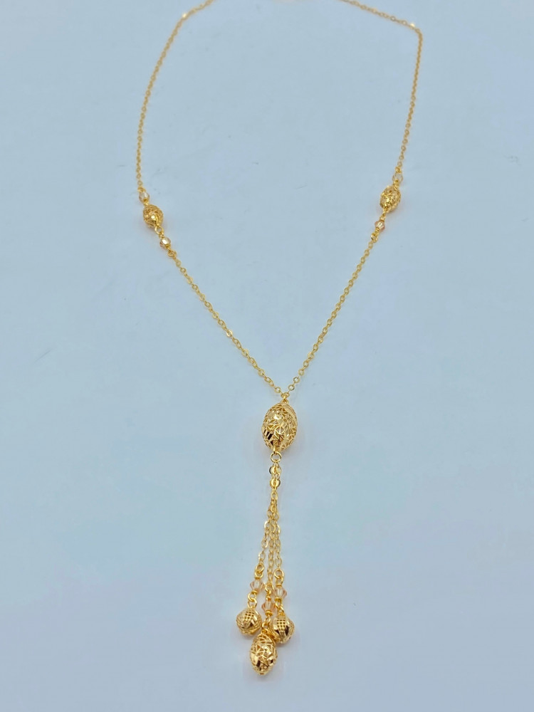 18K Saudi Gold Necklace with Disc and Cross Pendant – Royal Gem