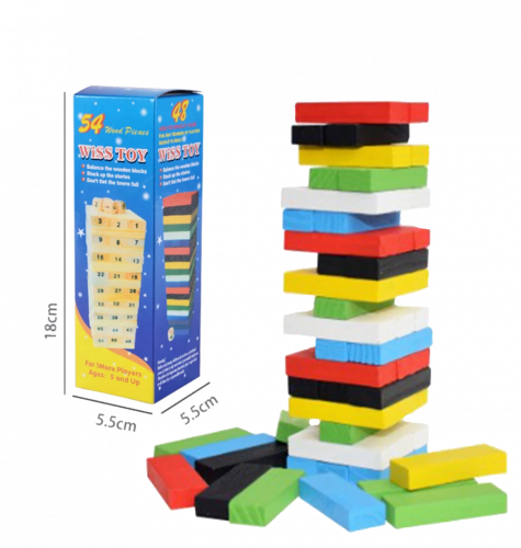 برج الألوان  حجم صغير خشبي ملون