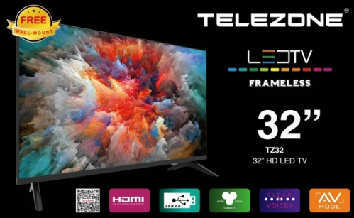 شاشة TELEZONE مقاس 32 بوصة بدون اطار