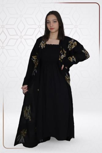 فستان أسود تحت العباية مغاط مريح