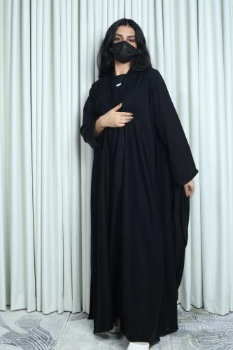 عباية فراشة تطريز اسود ناعم قماش حرير ياباني