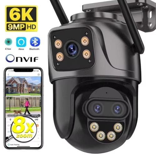 كاميرا IP 6K 9MP HD واي فاي كاميرا خارجية 8x التكب...