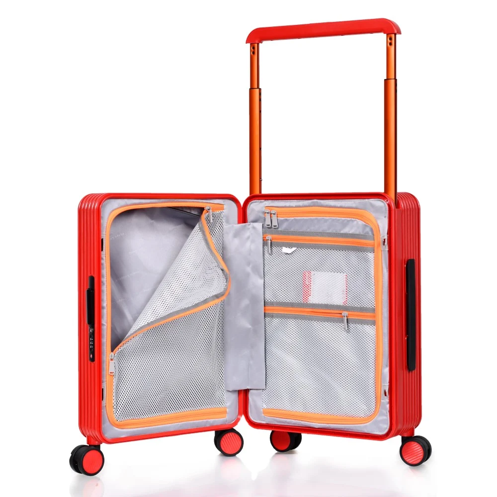 مورانو حقيبة سفر متينة للجنسين من Morano خفيفة الوزن، حقيبة باربع بعجلات دوارة مع قفل مدمج من TSA (2-قطع ,أحمر)