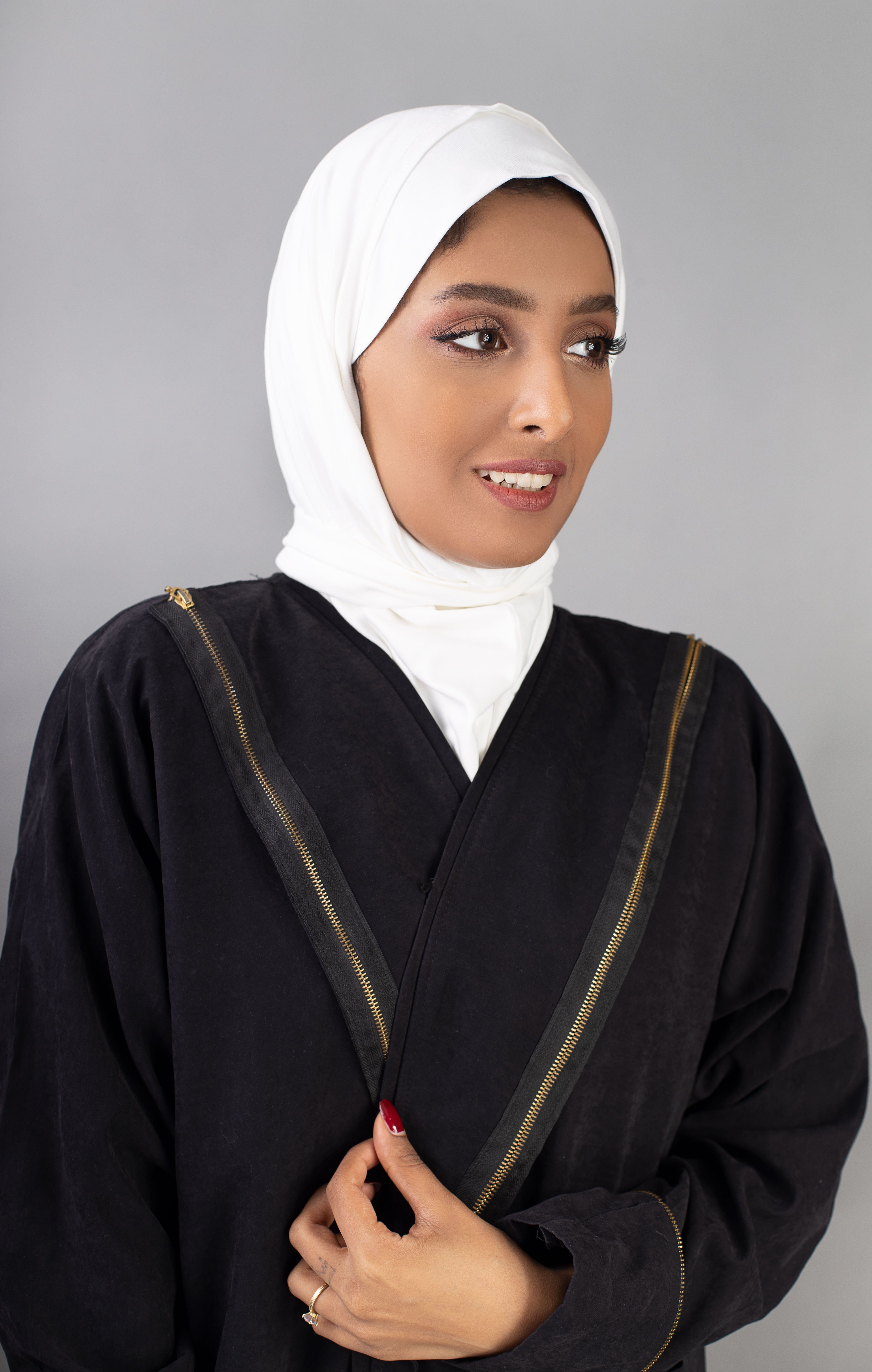 Italian cotton Hijab - off white (snap button)