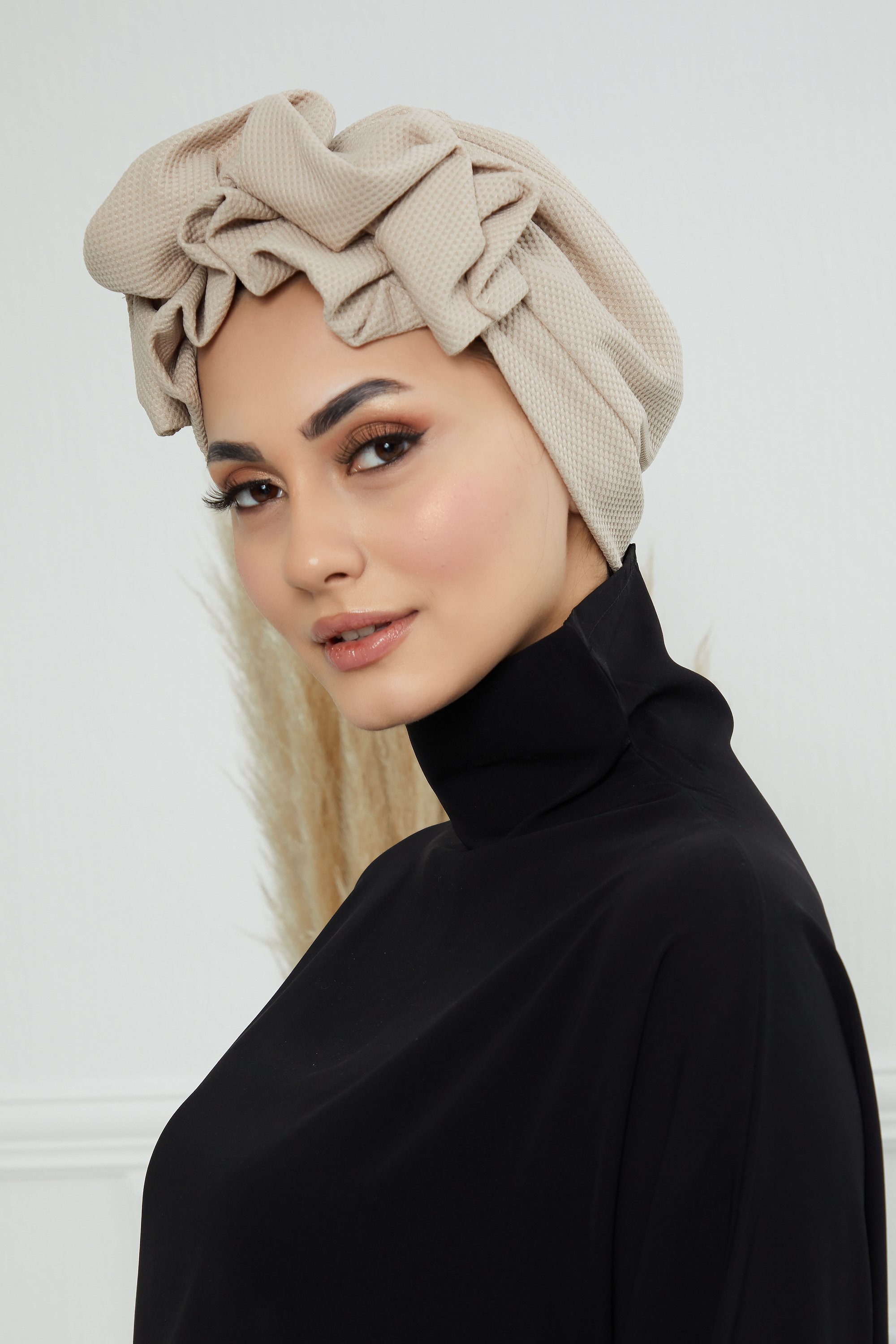 Adjustable Cotton Turban - Beige