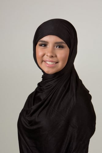 حجاب كويتي قطني دبل سترتش_أسود