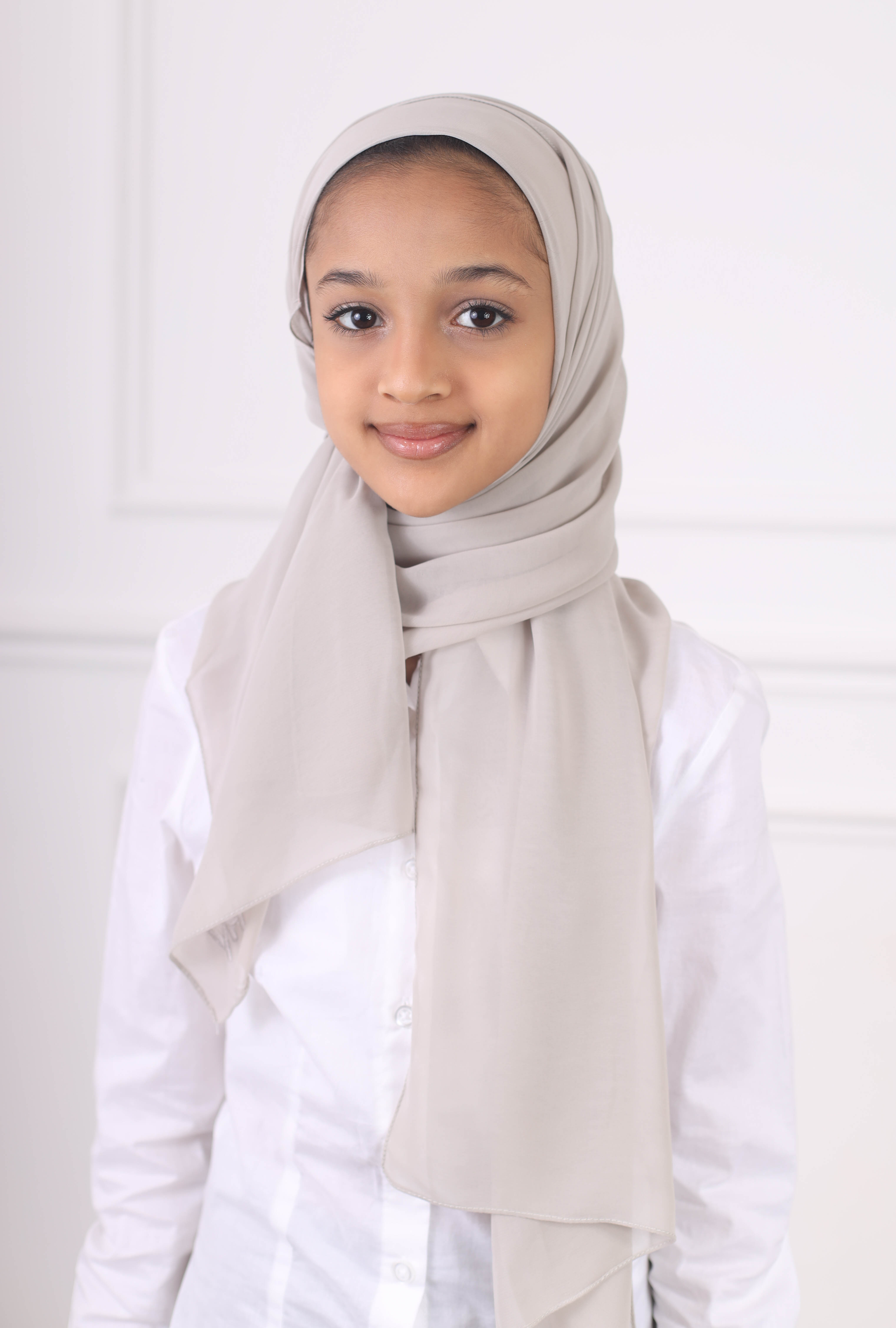 Girly Chiffon Hijab with underscarf  - grey
