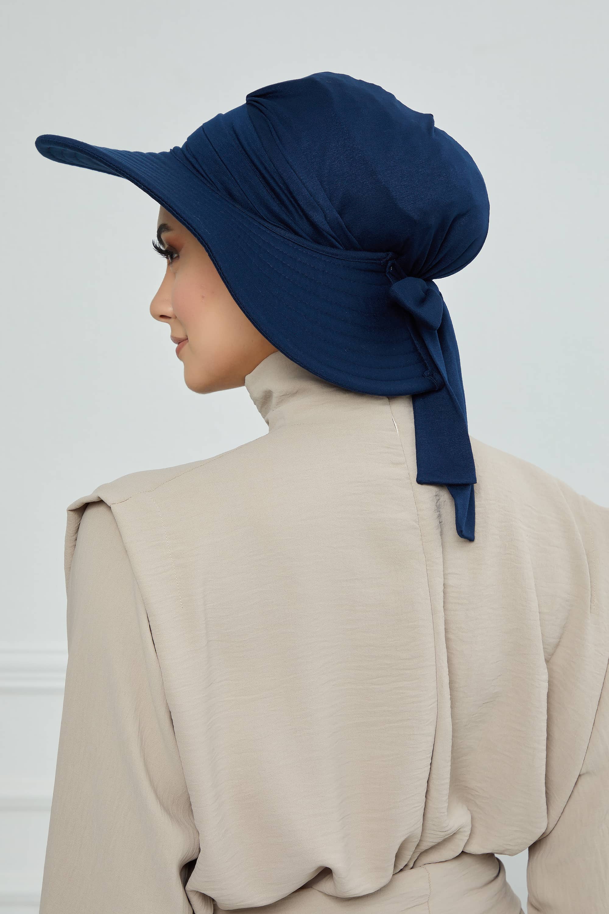 Beach Hijab with Turban- Navy blue