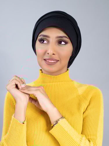 توربان قطني سادة مع مقوي- أسود