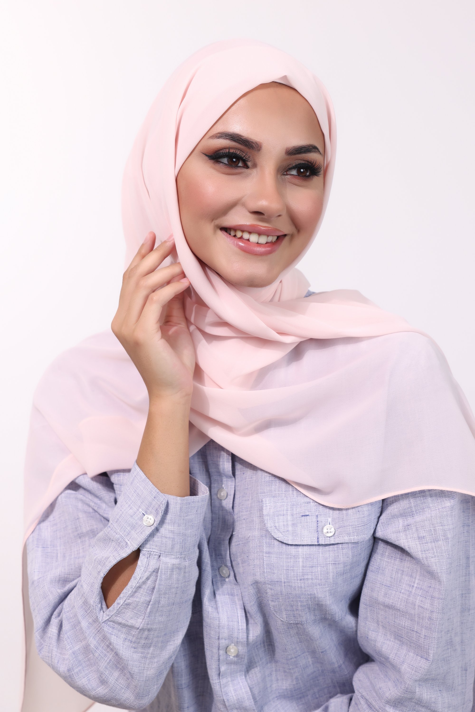 Chiffon Hijab+ Matching Undercap - Pink