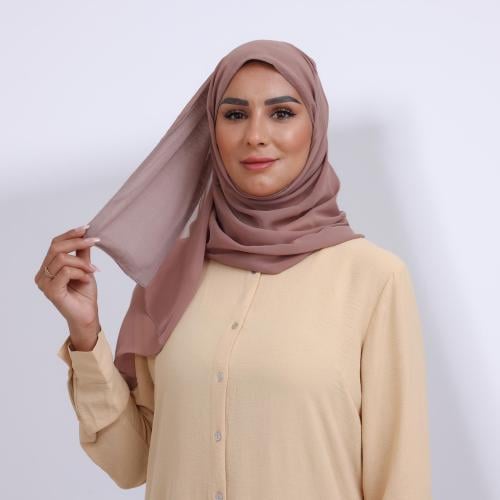 طرحة ميني شيفون ربع مبطن من الأمام بني