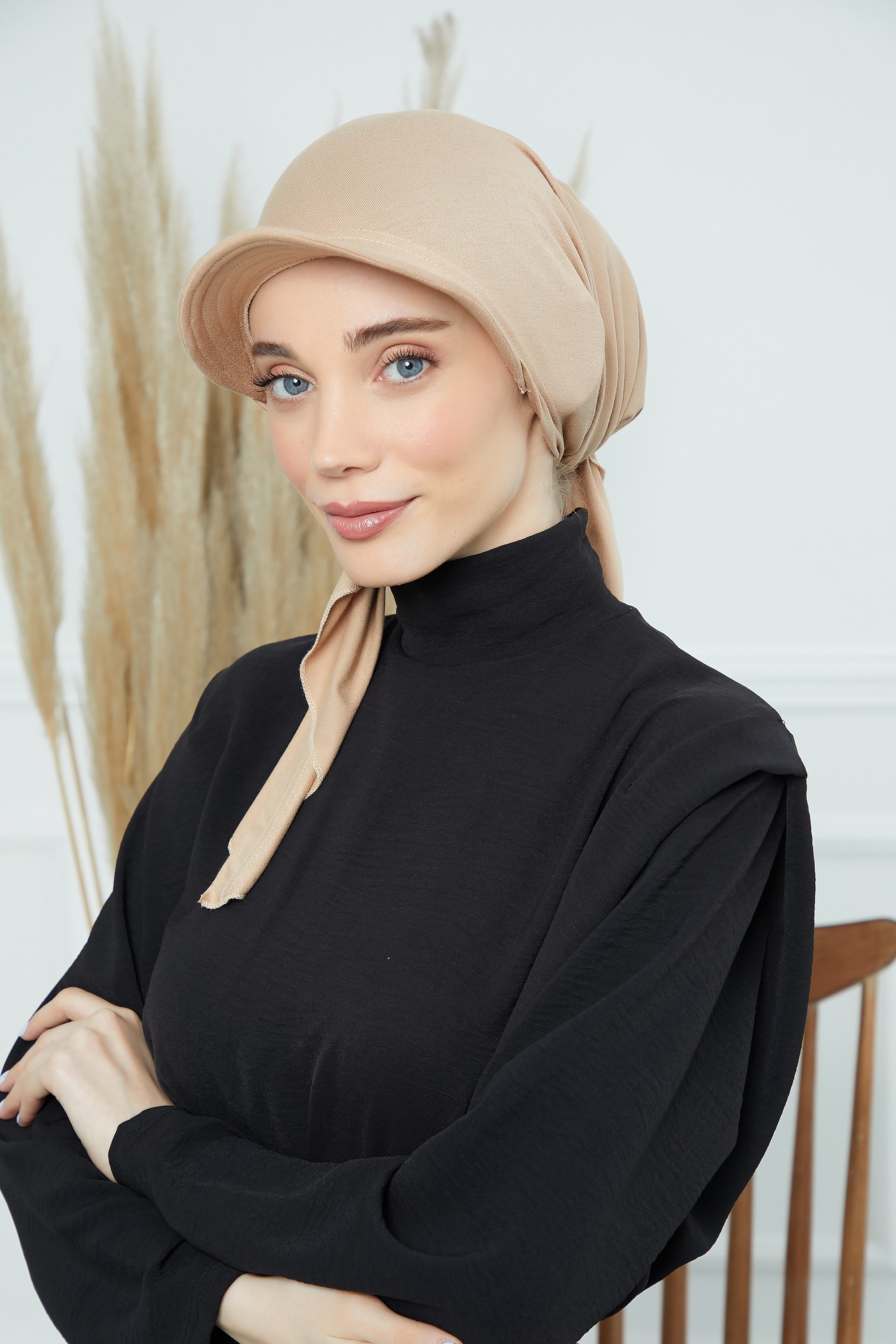Back tie- Turban Cap (light brown)
