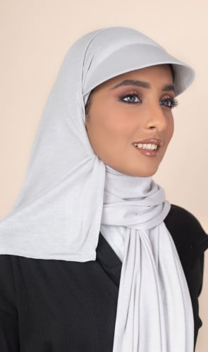 طرحة قطنية مع كاب- رمادي فاتح