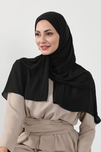 حجاب شيفون بمغناطيس وقبعة جانبي اسود