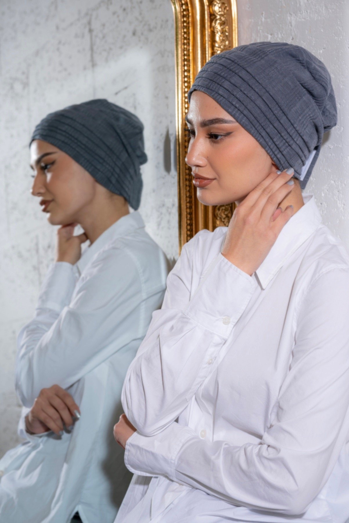 2piece Turban- dark grey (sticker)