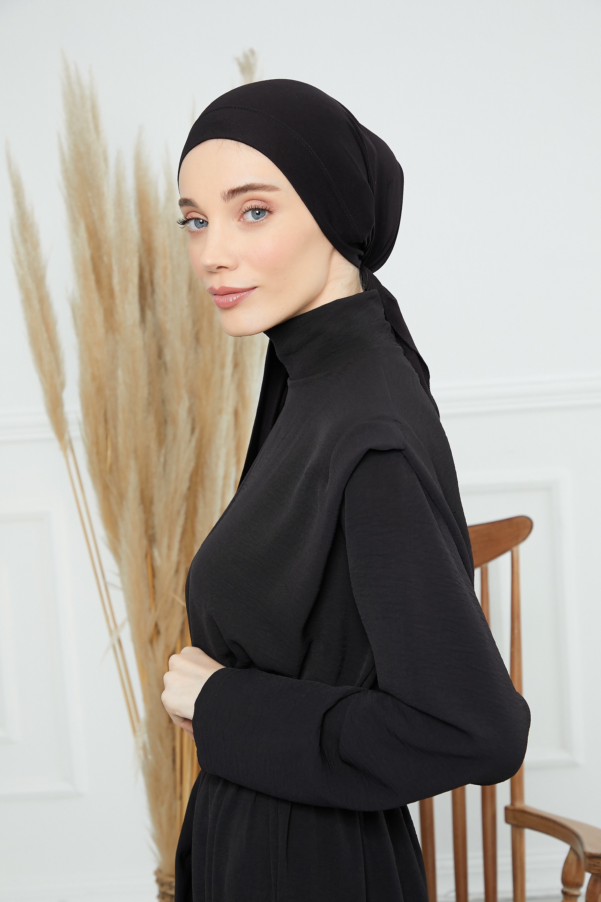 Cotton Turban (back tie) - black