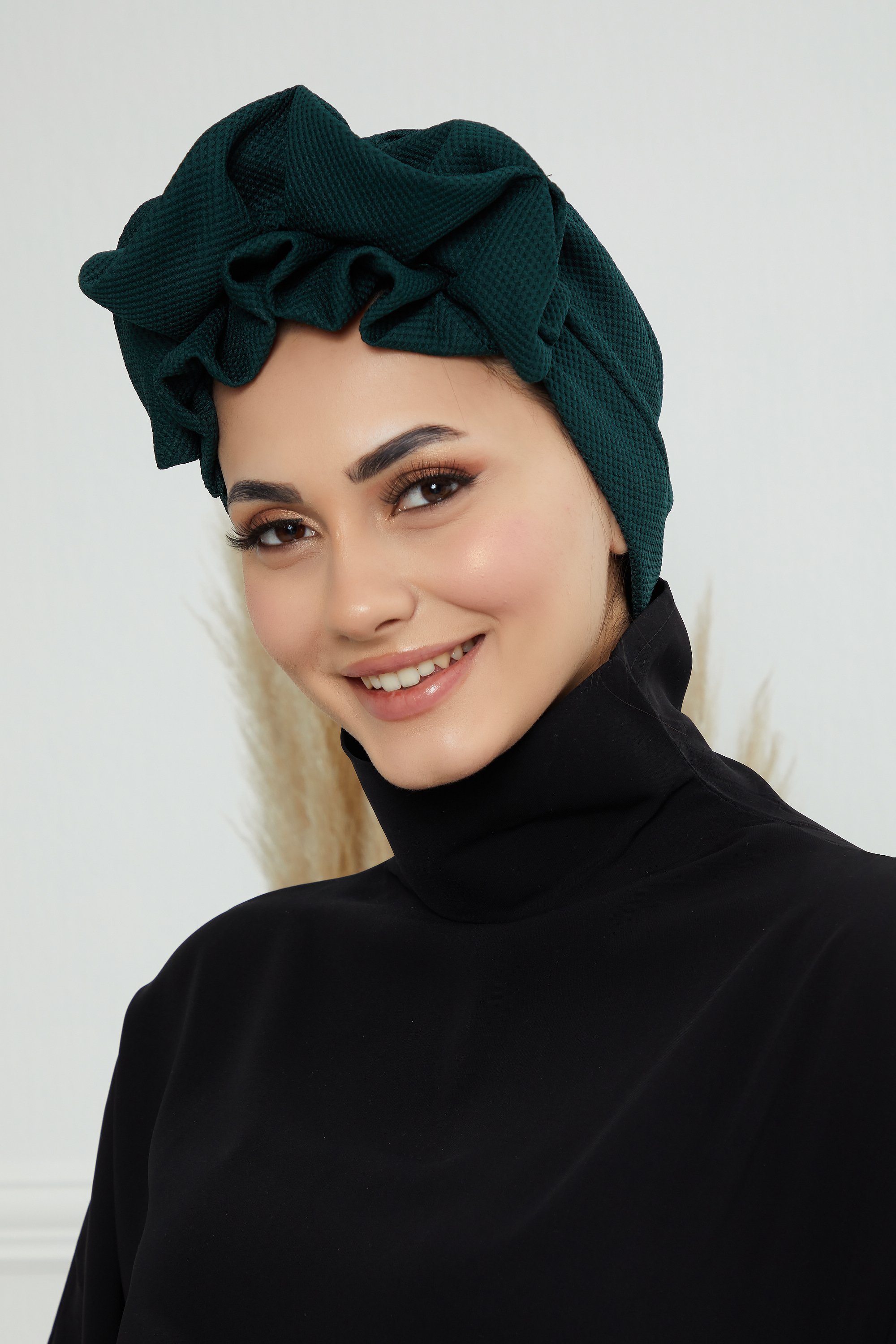 Adjustable Cotton Turban - Dark green