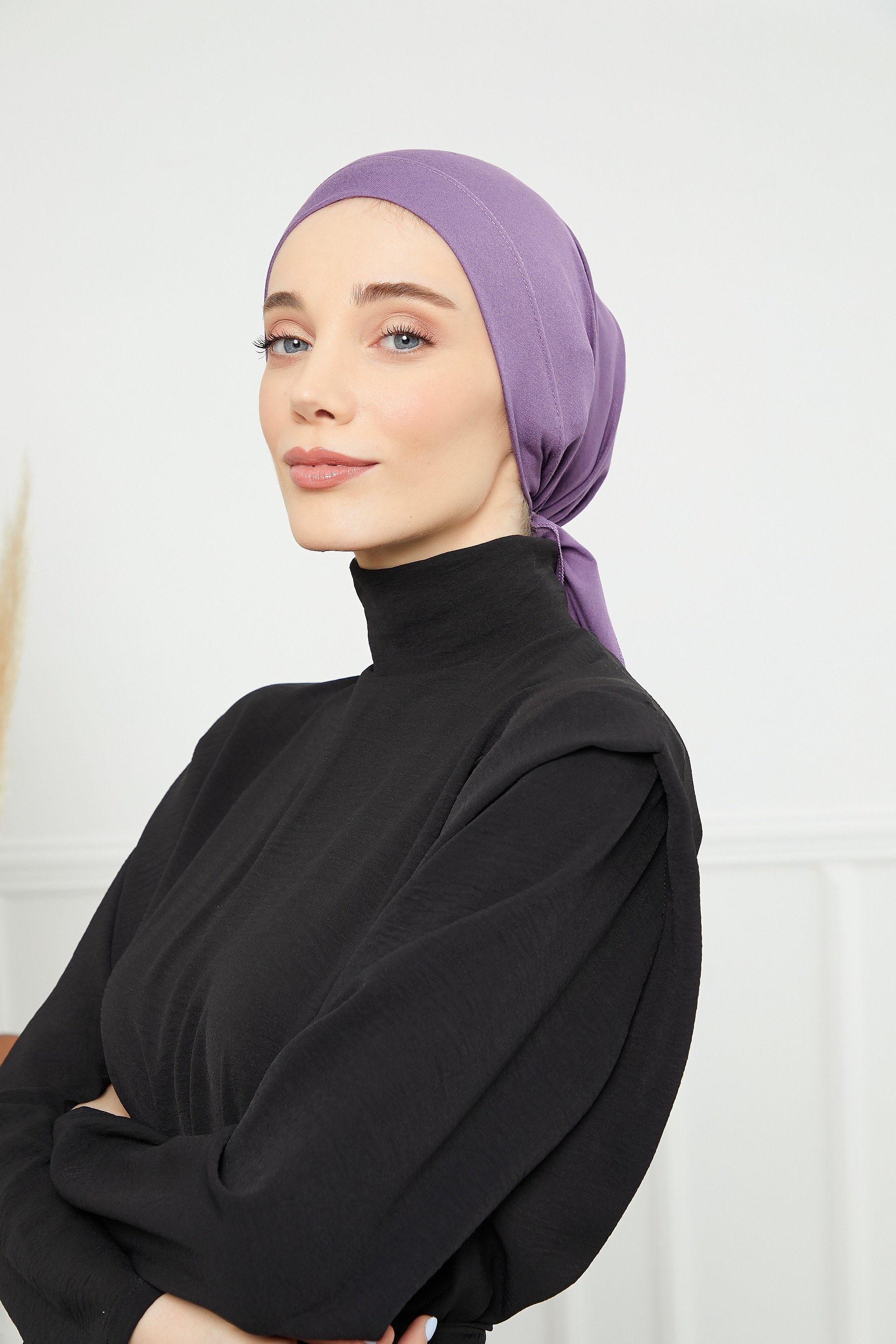 Back tie cotton Turban- purple