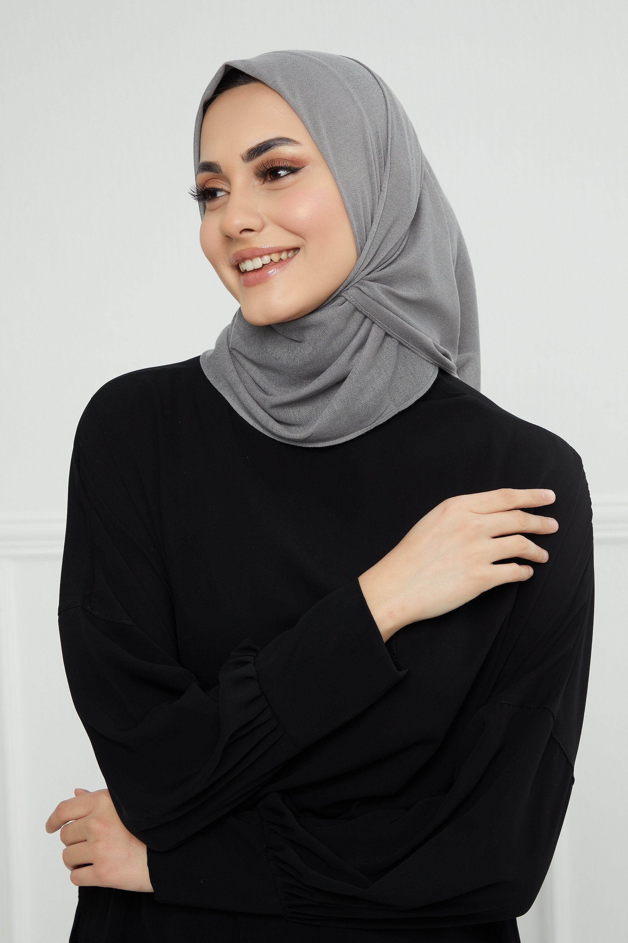 طرحة شاش تركي ميني | رمادي غامق