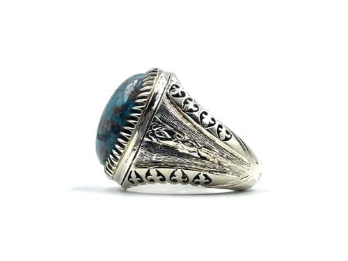 خاتم فيروزي سيناوي حر طبيعي غير معالج mens rings