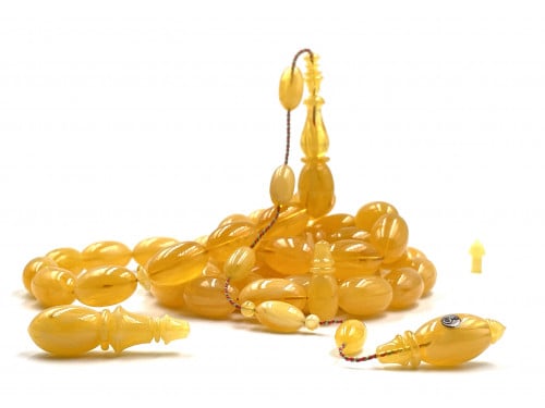 سبحة من يلحات مستكة معرقة بشفافية صب قديم خراطة سركان اكتي rosary