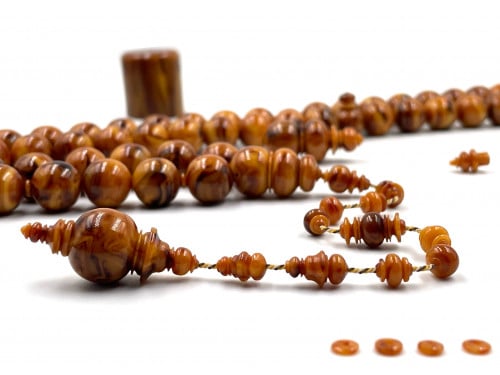 سبحة بكلايت من عصي 25ملم تعريق خشبي صب قديم خراطة وائل العجوز  rosary