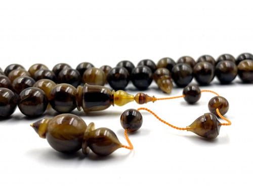 سبحة بكلايت مفروزة من عصي ضبعة معرقة بشفافية صب قديم خراطة ايرسين دمير