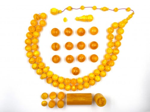 سبحة بكلايت من خرز غير مخرم منجم بتعريق وشفافية صب قديم خراطة أسماعيل