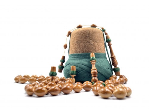 سبحة كوك منقوش ومطعمة بكتالين اخضر صب قديم خراطة ابراهيم الكان kuka