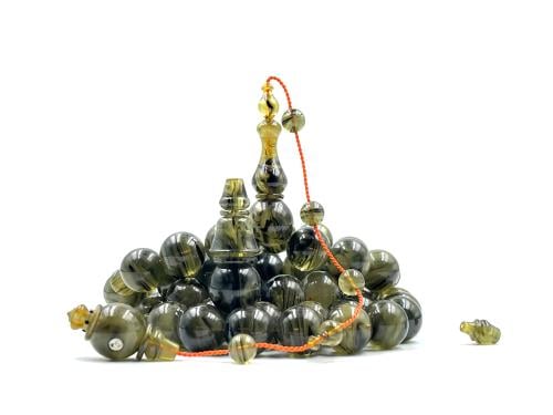 سبحة بكلايت من بلاطة معرقة بشفافية صب قديم خراطة اوزهان