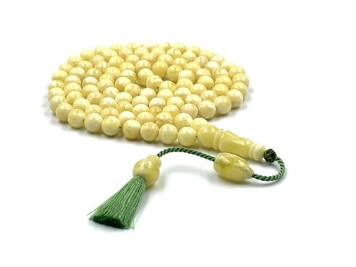 سبحة كهرمان فرز مبرقع بياض الطقم والشاهد خراطة هاشم دشاش Amber rosary