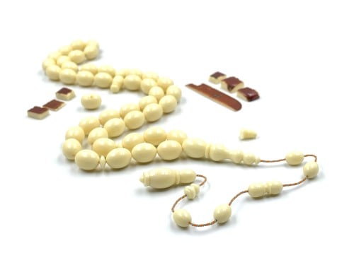 سبحة من مكعب مستكة بتغليفة غامقة صب قديم خراطة مصنع الفن rosary