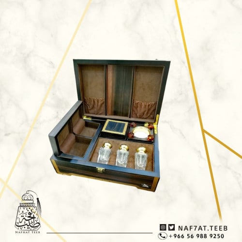 صندوق إهداء ملكي فاخر 3تولات مع اوقيتين بخور ومبخرة (فارغ)