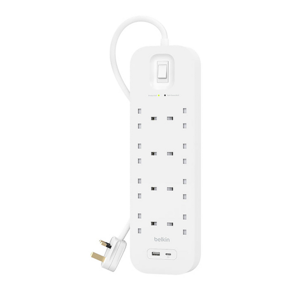 توصيلة ب 8 مقابس +منفذين Belken USB+PD 2M 18W