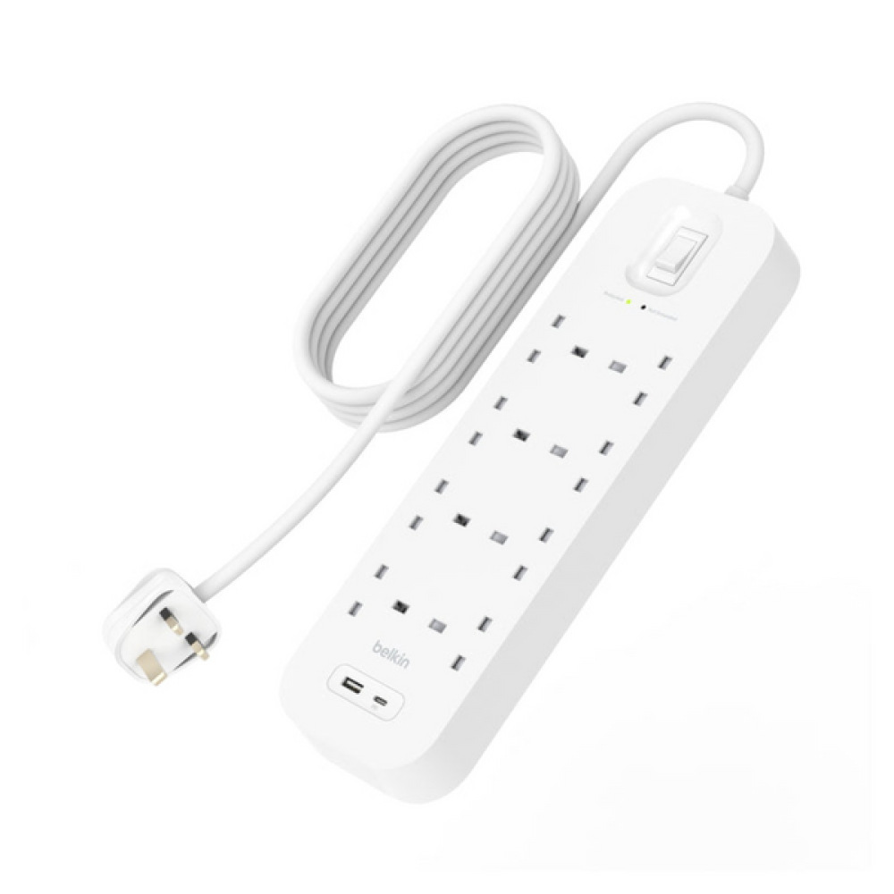 توصيلة ب 8 مقابس +منفذين Belken USB+PD 2M 18W