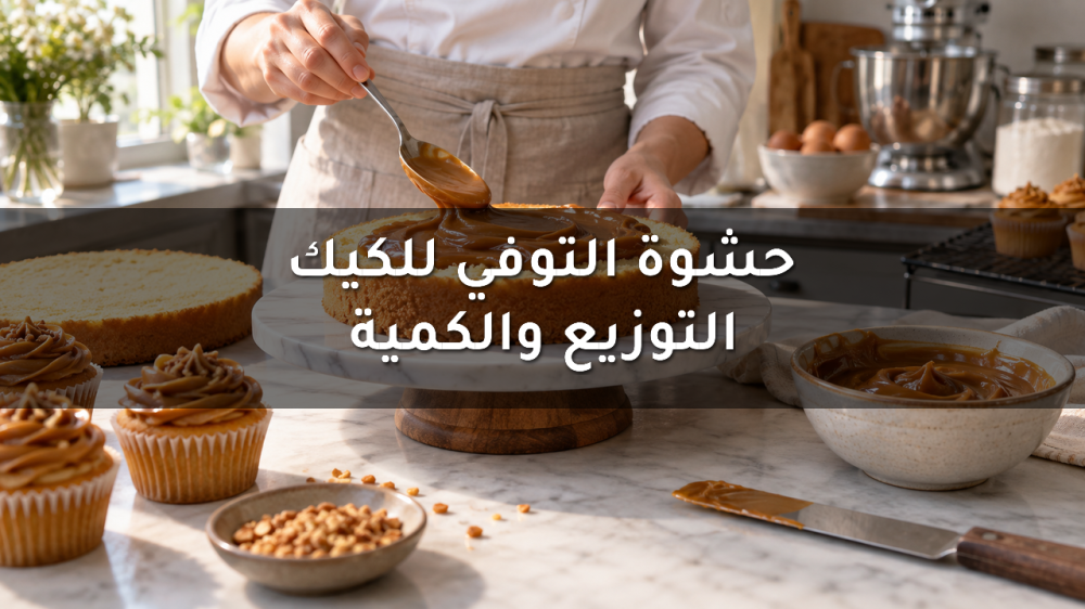 توزيع حشوة التوفي على طبقات الكيك في المخبز