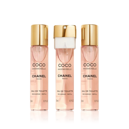 شانيل كوكو ماديموزيل أو دي تواليت 20X3 مل عبوة بخاخ السفر 1 بخاخ قابل لإعادة للتعبئة + 2 عبوة غيار