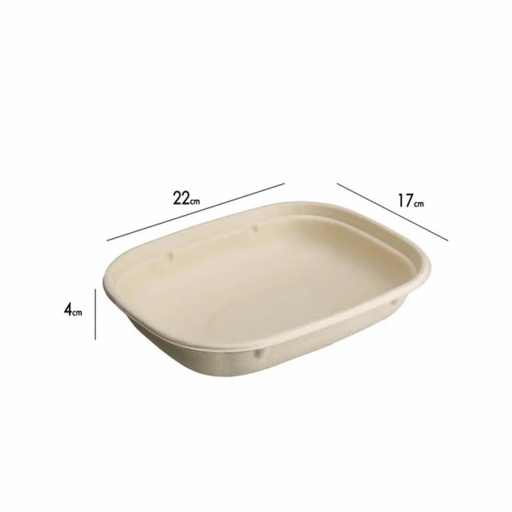 علب بيضاوية مصنوعة من قصب السكر الحجم:850 مل التعبئة: 300 في الكرتون مع الغطاء