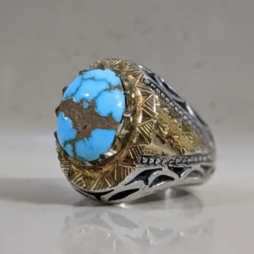 فيروز نيشابوري بعرق ذهبي في المنتصف صياغة مرادي m