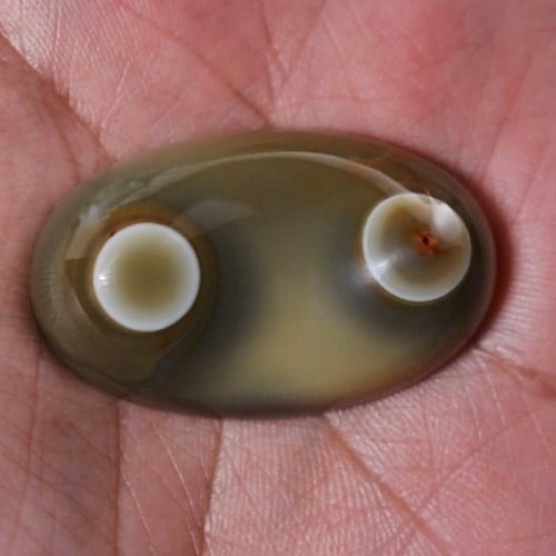 حجر عقيق سليماني هندي أصلي طبيعي عينين أخضر