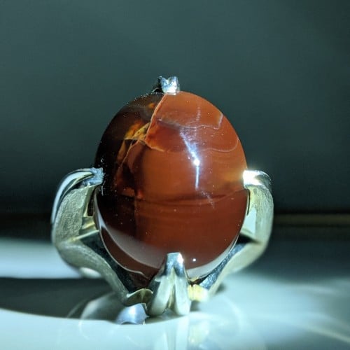 عقيق يماني نخب أول خامة فل زعفران فضة عيار 999 صياغة نجفية صياغة حمادة